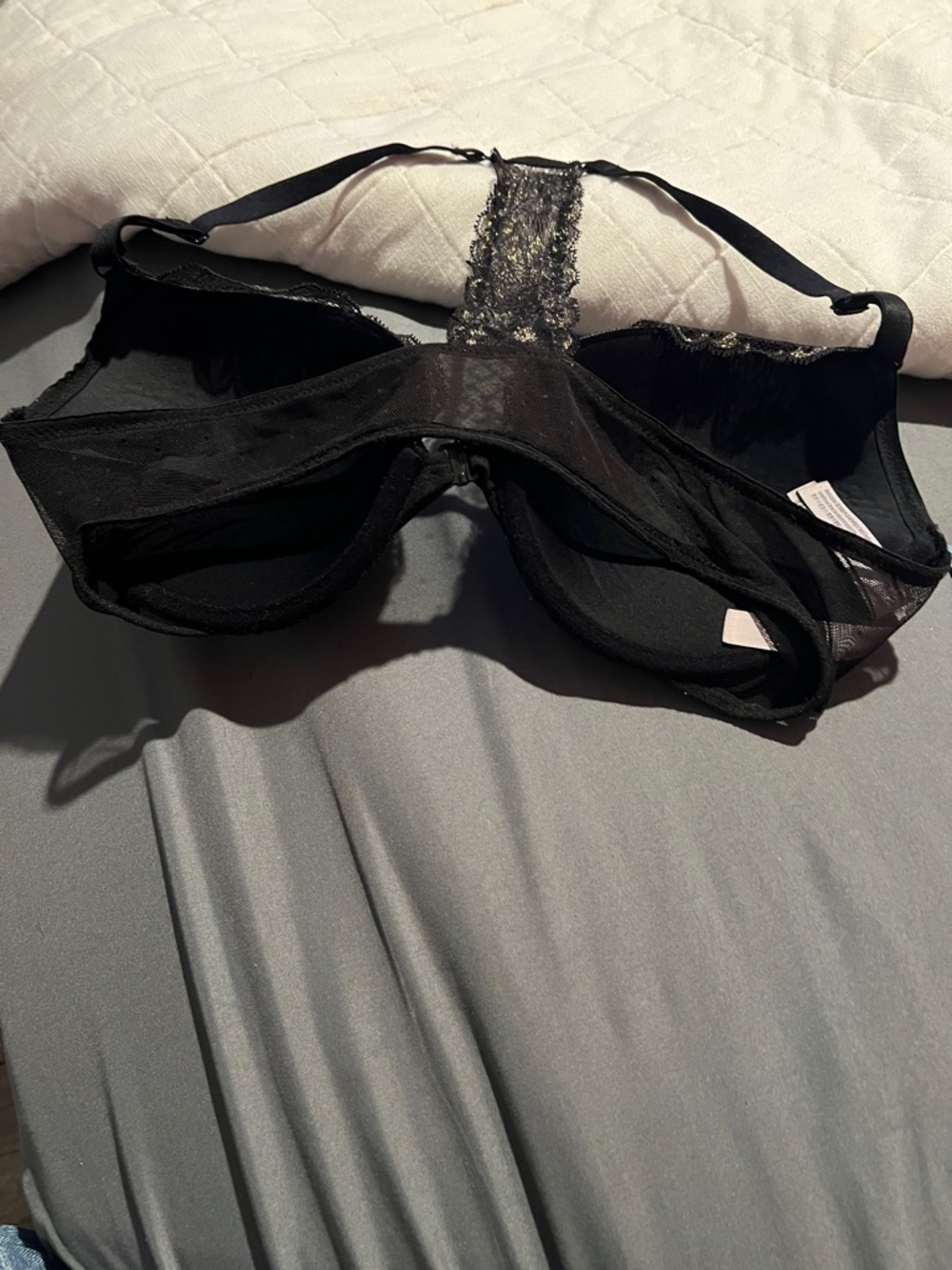Victoria's Secret Push Up Black Bra with Gold Lace Racerback - Picture 7 of 12